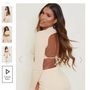 Open Back Long Sleeve Crop Top